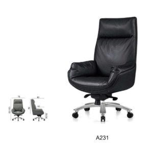 High-Back Executive Office Chair – PU Leather, Ergonomic & Swivel | A231